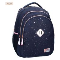 Milky Kiss rugzak divine days donkerblauw met roze stippen, 3-vaks - thumbnail