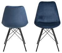 Bendt Eetkamerstoel 'Liva' Velvet, kleur Navy Blue - thumbnail