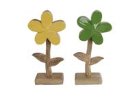 Sculptuur bloem Margriet L geel/groen a2 mango 22x9x5cm - thumbnail