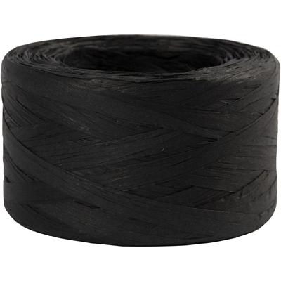 Creativ Company Papier raffia garen, b: 7-8 mm, zwart, 100 m/ 1 rol