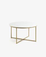 Kave Home Ronde salontafel 'Sheffield' Wit marmer / goud, Ø80cm - thumbnail