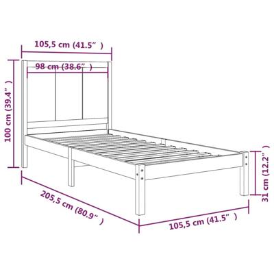 Bedframe zonder matras massief grenenhout 100x200 cm