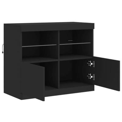 Dressoir met LED-verlichting 81x37x67 cm zwart - thumbnail