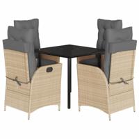 5-delige Tuinset met kussens poly rattan beige - thumbnail