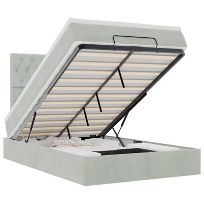 Ottoman bed met matrassen en LED's 160x200cm fluweel lichtgrijs