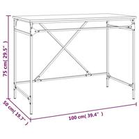 Bureau 100x50x75 cm bewerkt hout en ijzer grijs sonoma eiken - thumbnail