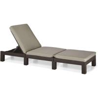 ALLIBERT ligstoel geweven harsimitatie met kussens - 4 standen - Daytona - Bruin - thumbnail
