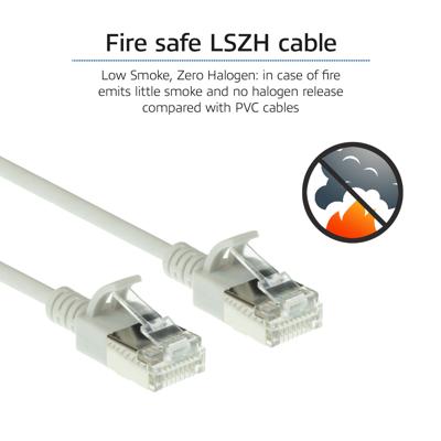 ACT DC7051 LSZH U/FTP CAT6A Datacenter Slimline Patchkabel Snagless | RJ45 Connectoren | Grijs | 1,5 meter