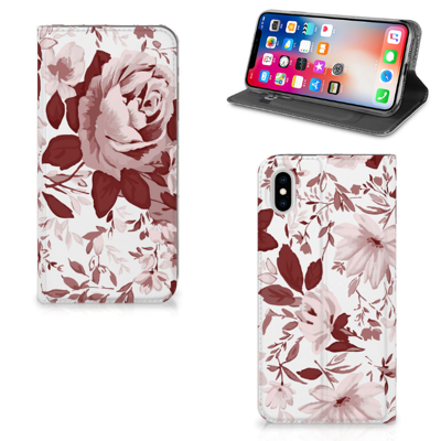 Bookcase Apple iPhone Xs Max Watercolor Flowers Bookcase Apple iPhone Xs Max Watercolor Flowers