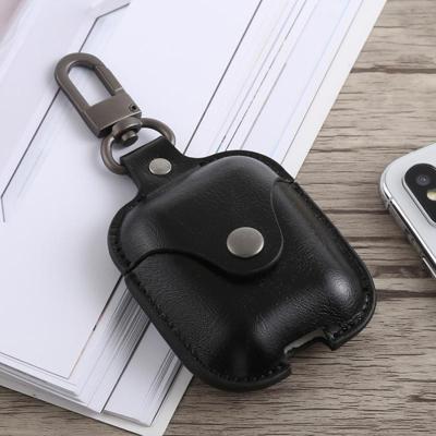 Bluetooth dikker Cover anti-drop stofdichte gesp Bluetooth koptelefoon PU lederen Case voor Airpods (zwart)
