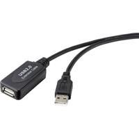 Renkforce RF-4535052 USB-kabel USB 2.0 USB-A stekker, USB-A bus 5.00 m Zwart Actief met signaalversterking - thumbnail