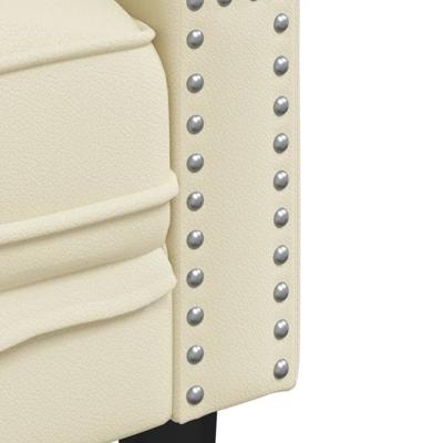 3-delige Loungeset Chesterfield-stijl kunstleer crèmekleurig - thumbnail