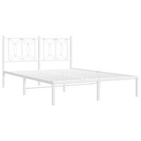 Bedframe met hoofdbord metaal wit 140x200 cm - thumbnail