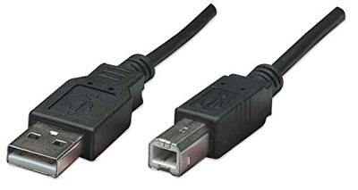 Manhattan USB 2.0 USB-A-stekker, USB-B-stekker, 50,00 cm, zwart, afschermingsfolie, UL-gecertificeerd, vergulde contacten 374507