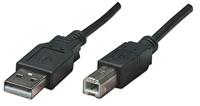 Manhattan USB 2.0 USB-A-stekker, USB-B-stekker, 50,00 cm, zwart, afschermingsfolie, UL-gecertificeerd, vergulde contacten 374507 - thumbnail