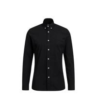 WE Fashion Fundamentals slim fit overhemd met logo zwart - thumbnail