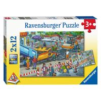 Ravensburger puzzel werk aan de weg - twee puzzels - 12 stukjes - kinderpuzzel - thumbnail