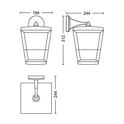 Philips Buitenlamp Hue Econic vierkant zwart 1744030P7