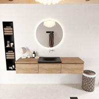 MONDIAZ BUKLA 180cm badmeubel met module 60 kleur Washed Oak met 3 lades. Wastafel CLOUD midden 0 kraangaten kleur Urban. - thumbnail