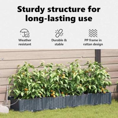 VidaXL Tuin bloempot 4 pcs licht grijs staal