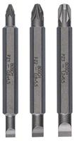 Bosch Accessoires 3-delige dubbelbitset S 1,2x6,5, S 0,6x4,5, S 0,8x5,5; PZ1, PZ2, PZ3; 60 mm 3st - 2607001747 - thumbnail