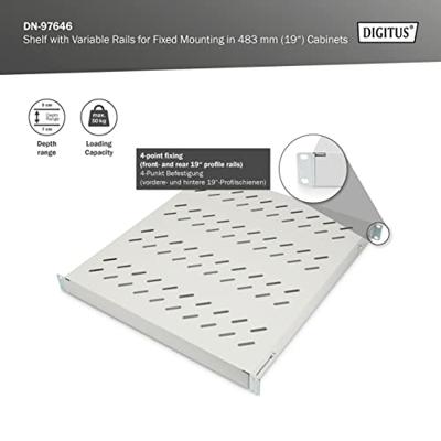 Digitus DN-97646 19 inch Apparaatbodem voor patchkast 1 HE Variabele bevestigingsrails Geschikt voor kastdiepte: 800 mm Grijs-wit (RAL 7035) Digitus DN-97646 19 inch Apparaatbodem voor patchkast 1 HE Variabele bevestigingsrails Geschikt voor kastdiepte: 800 mm Grijs-wit (RAL 7035)