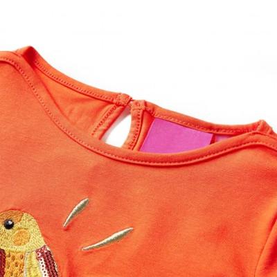 Kindershirt met lange mouwen vogelprint 140 donkeroranje - thumbnail