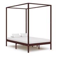 vidaXL Hemelbedframe massief grenenhout donkerbruin 140x200 cm - thumbnail