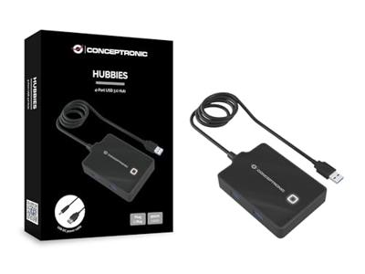 Conceptronic HUBBIES11B interface hub USB 3.2 Gen 1 (3.1 Gen 1) Type-A 5000 Mbit/s Zwart