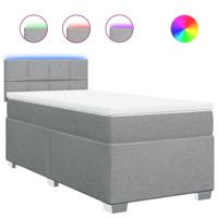 Boxspring met matras stof lichtgrijs 80x200 cm - thumbnail