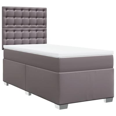 Boxspring met matras kunstleer grijs 90x200 cm - thumbnail