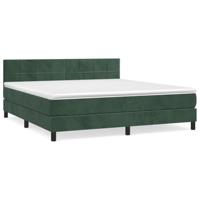 Boxspring met matras fluweel donkergroen 160x200 cm - thumbnail