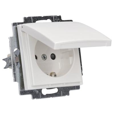 Busch-Jaeger 20 EUKB-914 Wandcontactdoos met randaarde en klapdeksel Inzetstuk Busch-balance SI Alpine-wit 1 stuk(s)