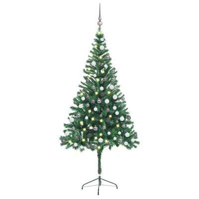 VidaXL Kunstkerstboom met verlichting en kerstballen 546 takken 180 cm