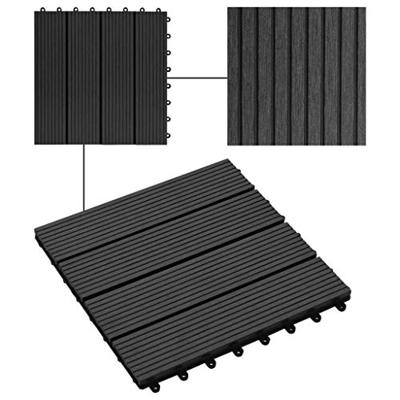 Terrastegels 30x30 cm 1 m HKC zwart 11 stuks - thumbnail