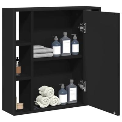 Badkamerspiegelkast 60x16x60 cm bewerkt hout zwart