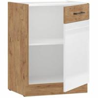 ROCK - Onderkast - Lancelot eiken en glanzend witte melamine - 60 cm - 1 draaideur - thumbnail