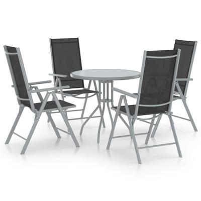 5-delige Tuinset aluminium en textileen zilverkleurig