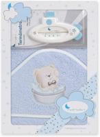 Interbaby Badaccessoires Teddy 100 Cm Katoen Blauw 2-delig - thumbnail