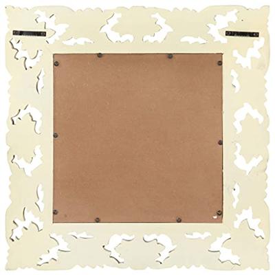 VidaXL Spiegel handgesneden 50x50 cm massief mangohout wit