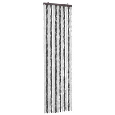 VidaXL Vliegengordijn 56x185 cm chenille grijs en wit VidaXL Vliegengordijn 56x185 cm chenille grijs en wit