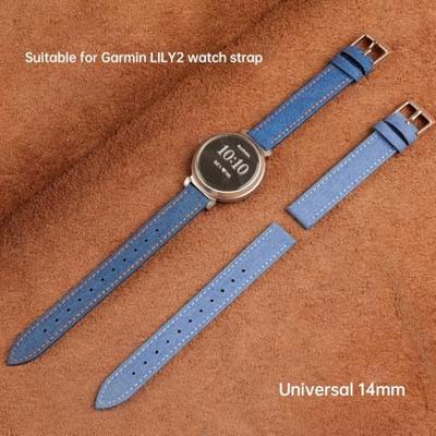 Leren denim bandje - Donkerblauw - Garmin Lily 2 Leren denim bandje - Donkerblauw - Garmin Lily 2
