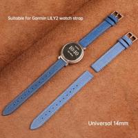 Leren denim bandje - Donkerblauw - Garmin Lily 2 - thumbnail