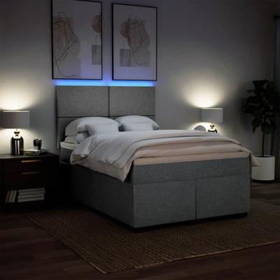 Boxspring met matras stof lichtgrijs 140x190 cm - thumbnail