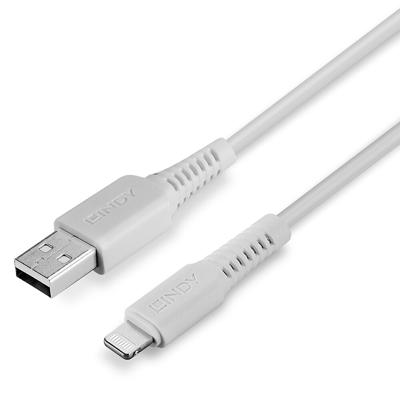 LINDY 31326 USB-kabel USB 2.0 USB-A stekker, Apple Lightning stekker 1.00 m Wit
