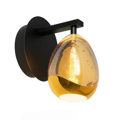 Highlight WandlampGolden Egg zwart met amber glas - W3455.01