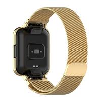 Milanese bandje met case - Goud - Xiaomi Redmi Watch 2 (Lite) - thumbnail