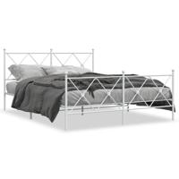 Bedframe met hoofd- en voeteneinde metaal wit 160x200 cm - thumbnail