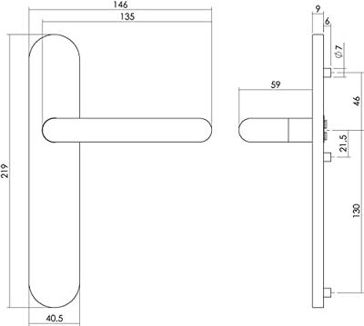 Intersteel Deurkruk Rond op blind schild - RVS