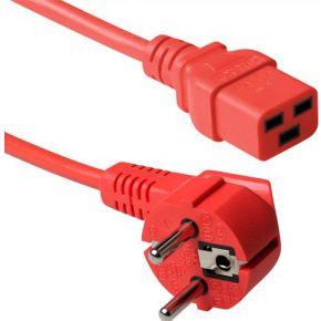 ACT AK5167 Netsnoer Schuko CEE 7/7 male (haaks) | C19 | Rood | 60 cm